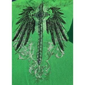 Y2K 90's Karl Kani Gold Large Print Polo Size L Green Skate Baggy Rap Full Back